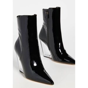 Stuart Weitzman Lucite 100 Wedge Heel Boots in Black Size 7.5 New w/o Box $750